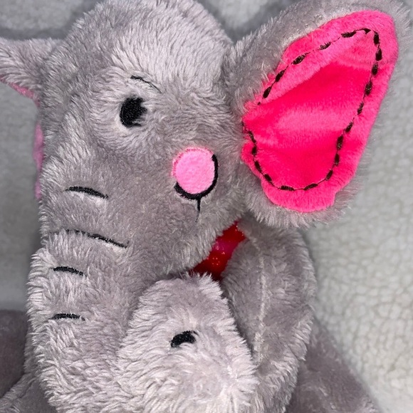 Dan Dee Elephant plush Soft Gray Pink Plush 10" pink cheeks outline stitched - Picture 2 of 9